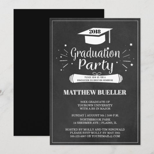 Klasse van 2018 Afstudeerder Pet schoolbord Gradua Kaart (Voorkant / Achterkant)