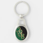 Klasse van 2018 Afstuderen Goud, Groen en Zwart Sleutelhanger (Voorkant)