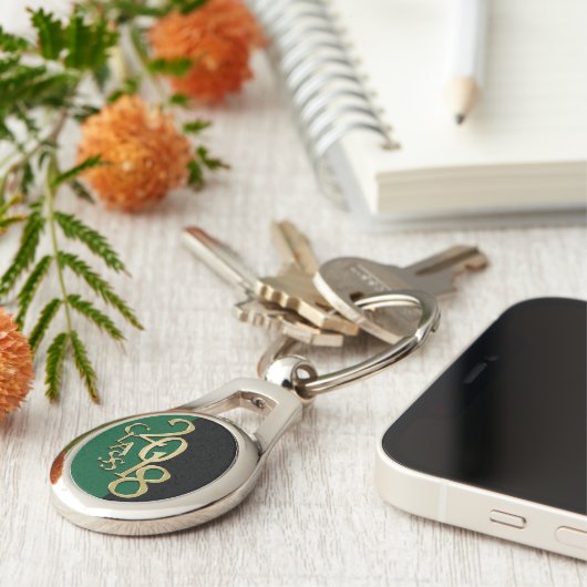 Klasse van 2018 Afstuderen Goud, Groen en Zwart Sleutelhanger (Zijkant)