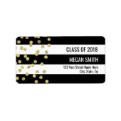 Klasse van 2018 Afstuderen Goud Zwart Adresetikett Etiket (Voorkant)