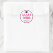 Klasse van 2018 Afstuderen gunst (Hot Pink / Black Ronde Sticker (Tas)