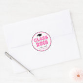 Klasse van 2018 Afstuderen gunst (Hot Pink / Black Ronde Sticker (Envelop)