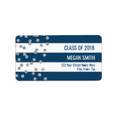 Klasse van 2018 Afstuderen Silver Blue Adreslabel Etiket (Voorkant)