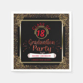 Klasse van 2018 Black Red Gold Graduation Party Servet (Voorkant)