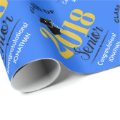 Klasse van 2018 | Blauw en goud Cadeaupapier (Rol Hoek)