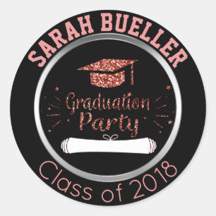 Klasse van 2018 Blush Pink Glitter Graduation Part Ronde Sticker