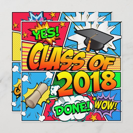 Klasse van 2018 Comic Book Kaart (Voorkant / Achterkant)