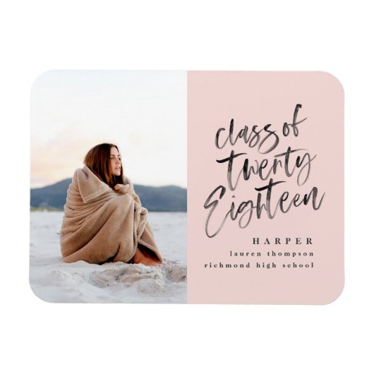 Klasse van 2018 foto afstuderen aankondigingskaart magneet (Horizontaal)