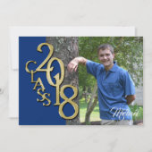 Klasse van 2018 Gold Photo Afstuderen Blue Kaart (Voorkant)