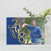 Klasse van 2018 Gold Photo Afstuderen Blue Kaart (Staand voorkant)