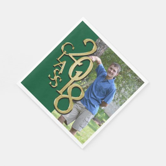 Klasse van 2018 Groen en Goud Afstudeerder Foto Servetten (Hoek)