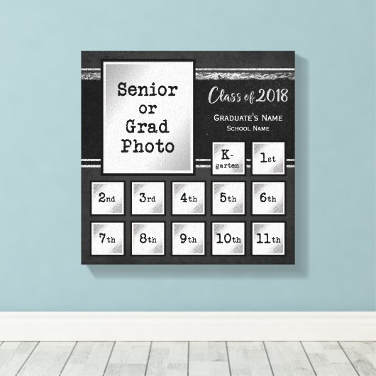Klasse van 2018 K-12 Foto Keepsake Canvas Afdruk (Insitu (Houten vloer))