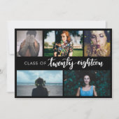 Klasse van 2018 | Modern Black Afstuderen vijf fot Kaart (Voorkant)