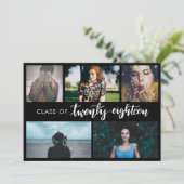 Klasse van 2018 | Modern Black Afstuderen vijf fot Kaart (Staand voorkant)