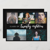 Klasse van 2018 | Modern Black Afstuderen vijf fot Kaart (Voorkant / Achterkant)