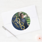 Klasse van 2018 Navy Blue en Gold Afstuderen Ronde Sticker (Envelop)