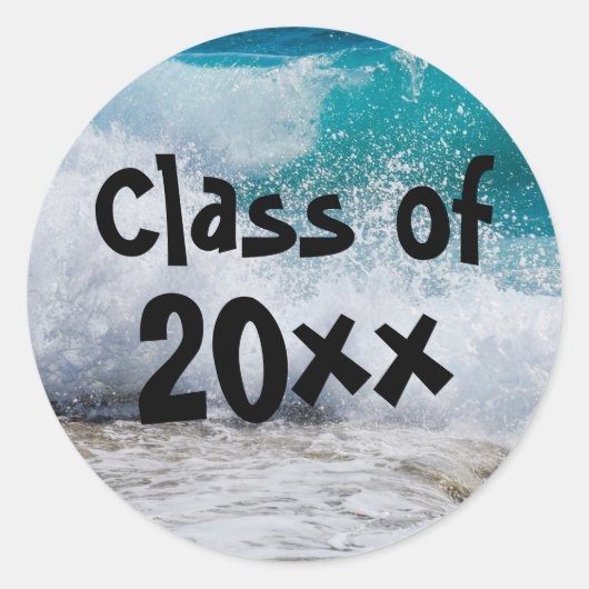 Klasse van 2018 Ocean Waves Surf Afstuderen Sticke Ronde Sticker (Voorkant)