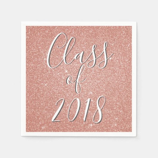 Klasse van 2018 Roos Gold - Blush Pink Glitter Servet (Voorkant)
