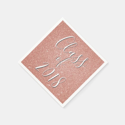 Klasse van 2018 Roos Gold - Blush Pink Glitter Servet (Hoek)