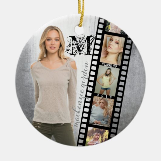 Klasse van 2018 Senior Portrait Afstuderen Foto Li Keramisch Ornament (Voorkant)