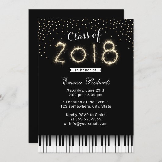 Klasse van 2018 Sparkler Music Graduation Party Kaart (Voorkant / Achterkant)