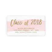 Klasse van 2018 | Trendy Blush Waterverf en Goud Etiket (Voorkant)