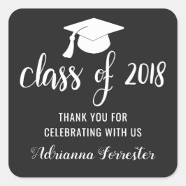 Klasse van 2018 Typografie Afstuderen Pet | Dank u Vierkante Sticker