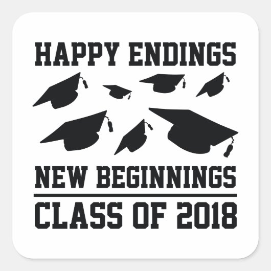 Klasse van 2018 vierkante sticker (Voorkant)