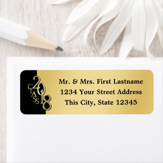 Klasse van 2018 Zwart en Goud Afstuderen Etiket (Insitu)