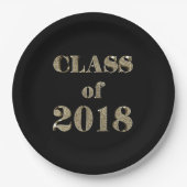 Klasse van 2018 Zwarte en Gold Glitter Typografie Papieren Bordje (Voorkant)