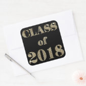 Klasse van 2018 Zwarte en Gold Glitter Typografie Vierkante Sticker (Envelop)