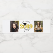 Klasse van 2019 | 2 foto's Afstuderen Waterfles Etiket (Enkel label)