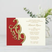 Klasse van 2019 Afstudeerder Gold Red Ivory Kaart (Staand voorkant)