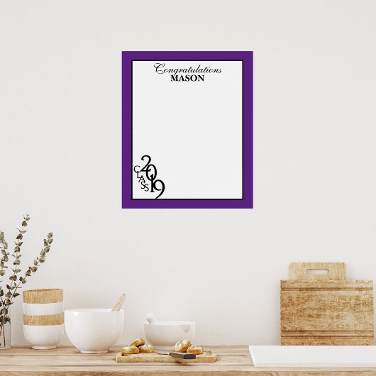 Klasse van 2019 Afstuderen Paarse autograaf Keepom Poster (Keuken)