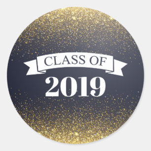 Klasse van 2019 Black Gold Glitter Seal Sticker