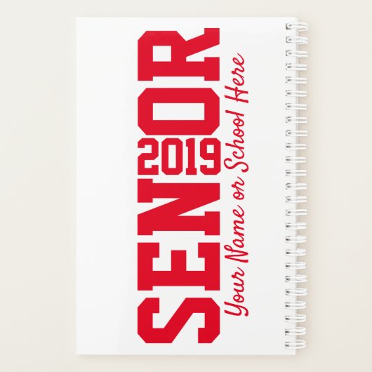 Klasse van 2019 Block Letter Senior Afstuderen Planner (Achterkant)