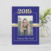 Klasse van 2019 Blue & Gold Graduation Party Kaart (Staand voorkant)