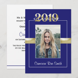 Klasse van 2019 Blue & Gold Graduation Party Kaart