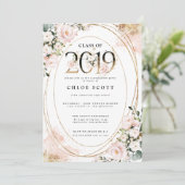 Klasse van 2019 Blush Pink Gold Afstuderen Kaart (Staand voorkant)