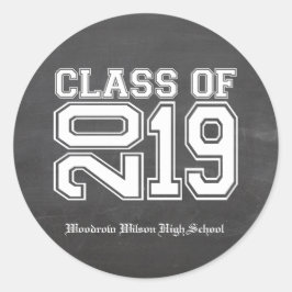 Klasse van 2019 Chalkboard Varsity Afstuderen Ronde Sticker