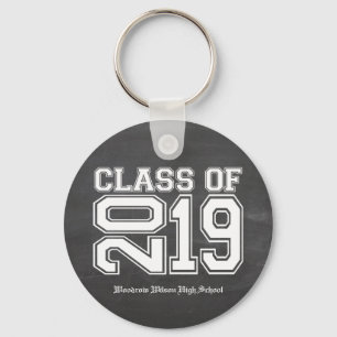 Klasse van 2019 Chalkboard Varsity Afstuderen Sleutelhanger