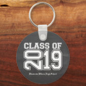 Klasse van 2019 Chalkboard Varsity Afstuderen Sleutelhanger (Voorkant)