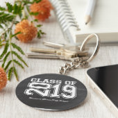 Klasse van 2019 Chalkboard Varsity Afstuderen Sleutelhanger (Zijkant)