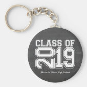 Klasse van 2019 Chalkboard Varsity Afstuderen Sleutelhanger (Voorkant)