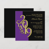 Klasse van 2019 Elegant Goud en Paarse Kaart (Voorkant / Achterkant)