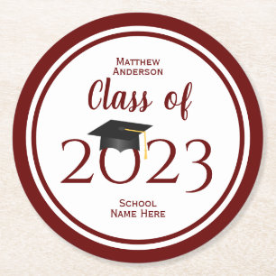 Klasse van 2019 Elegant Navy Blue Graduation Party Ronde Kartonnen Onderzetter