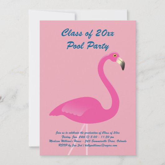 Klasse van 2019 Flamingo Uitnodiging in Roze (Voorkant)