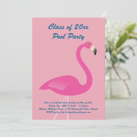 Klasse van 2019 Flamingo Uitnodiging in Roze (Staand voorkant)
