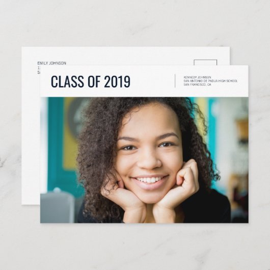 Klasse van 2019 | Foto-Afstuderen-uitnodiging Briefkaart (Voorkant / Achterkant)