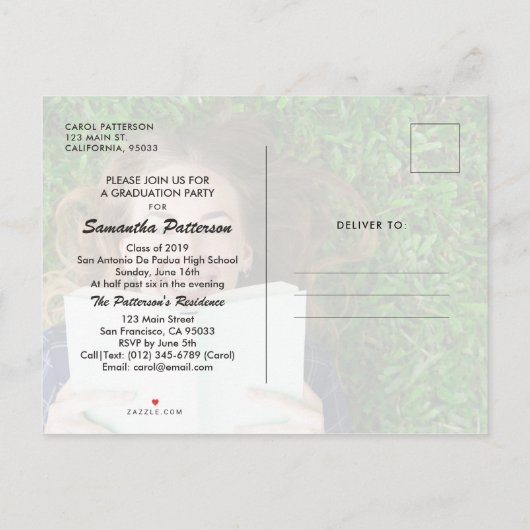 Klasse van 2019 | Foto-Afstuderen-uitnodiging Uitnodiging Briefkaart (Achterkant)